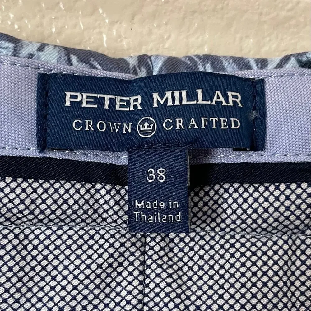 Peter Millar Short Mens Size 38 Blue Crown Crafted‎ Palm Tree Beach Tropical